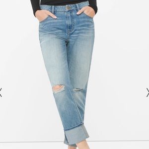 WHITE HOUSE BLACK MARKET Boyfriend Jeans Distressed Light Wash Size 4
